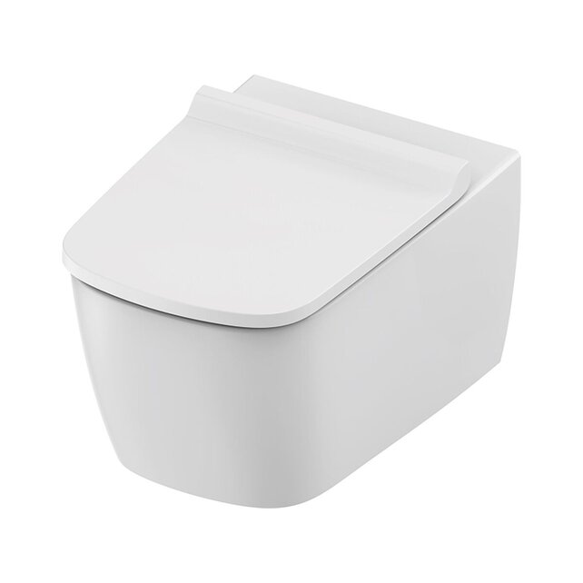 Hangtoilet TECENEO Randloos 54cm Glans Wit incl. wc-bril Slimline