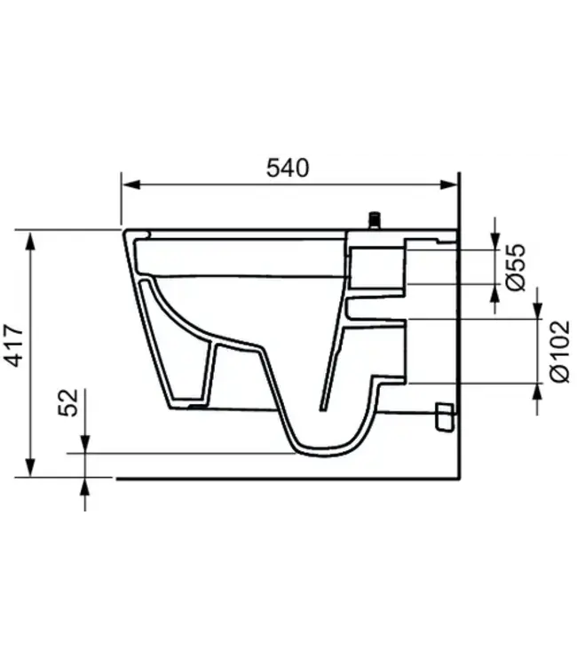 Hangtoilet TECENEO Randloos 54cm Glans Wit excl. wc-bril