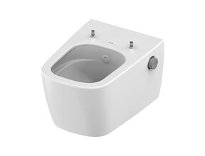 Hangtoilet TECENEO met bidet Warm/Koud Geïntegreerde bidetkraan Randloos Wit 54cm excl. Wc-bril