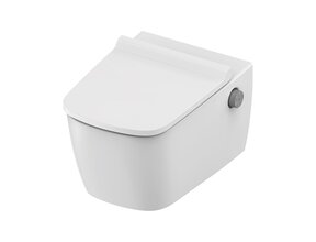 Hangtoilet TECENEO met bidet Warm/Koud Geïntegreerde bidetkraan Randloos Wit 54cm incl. Wc-bril