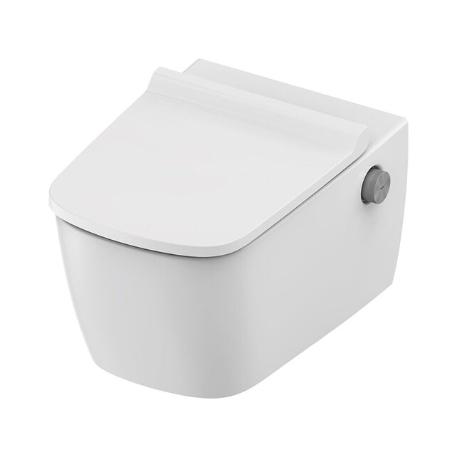 Hangtoilet TECENEO met bidet Warm/Koud Geïntegreerde bidetkraan Randloos Wit 54cm incl. Wc-bril