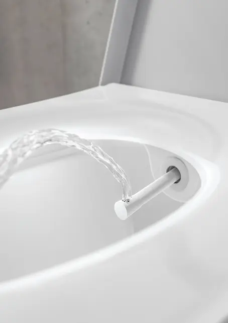 Hangtoilet TECENEO met bidet Koud Geïntegreerde bidetkraan Randloos Wit 54cm incl. Wc-bril Slim