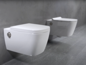 Hangtoilet TECENEO met bidet Koud Geïntegreerde bidetkraan Randloos Wit 54cm incl. Wc-bril Slim