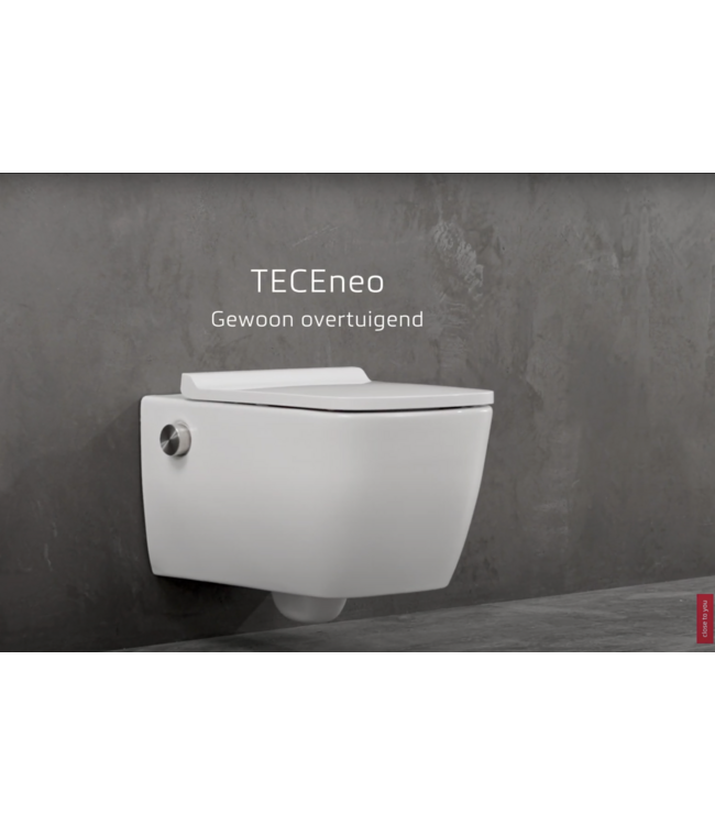 Hangtoilet TECENEO met bidet Koud Geïntegreerde bidetkraan Randloos Wit 54cm incl. Wc-bril Slim