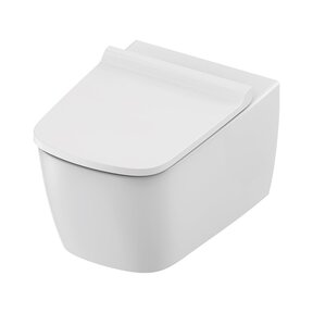 Hangtoilet TECENEO met bidet Koud Geïntegreerde bidetkraan Randloos Wit 54cm incl. Wc-bril Slim