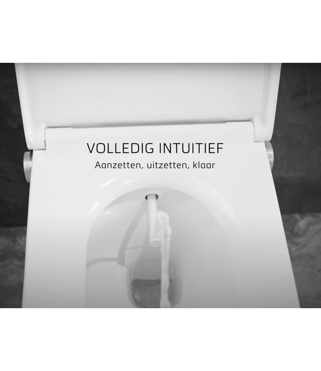 Hangtoilet TECENEO met bidet Koud Geïntegreerde bidetkraan Randloos Wit 54cm incl. Wc-bril Wrap-up