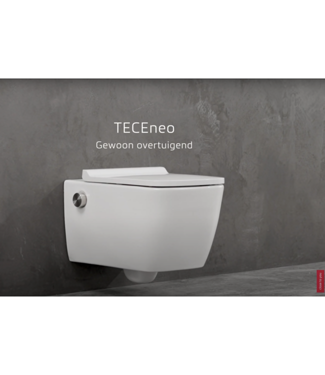 Hangtoilet TECENEO met bidet Koud Geïntegreerde bidetkraan Randloos Wit 54cm incl. Wc-bril Wrap-up