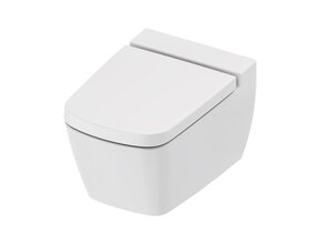 Hangtoilet TECENEO met bidet Koud Geïntegreerde bidetkraan Randloos Wit 54cm incl. Wc-bril Wrap-up
