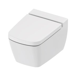 Hangtoilet TECENEO met bidet Koud Geïntegreerde bidetkraan Randloos Wit 54cm incl. Wc-bril Wrap-up