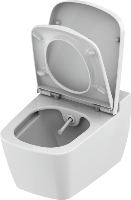 Hangtoilet TECENEO met bidet Koud Geïntegreerde bidetkraan Randloos Wit 54cm incl. Wc-bril Slim