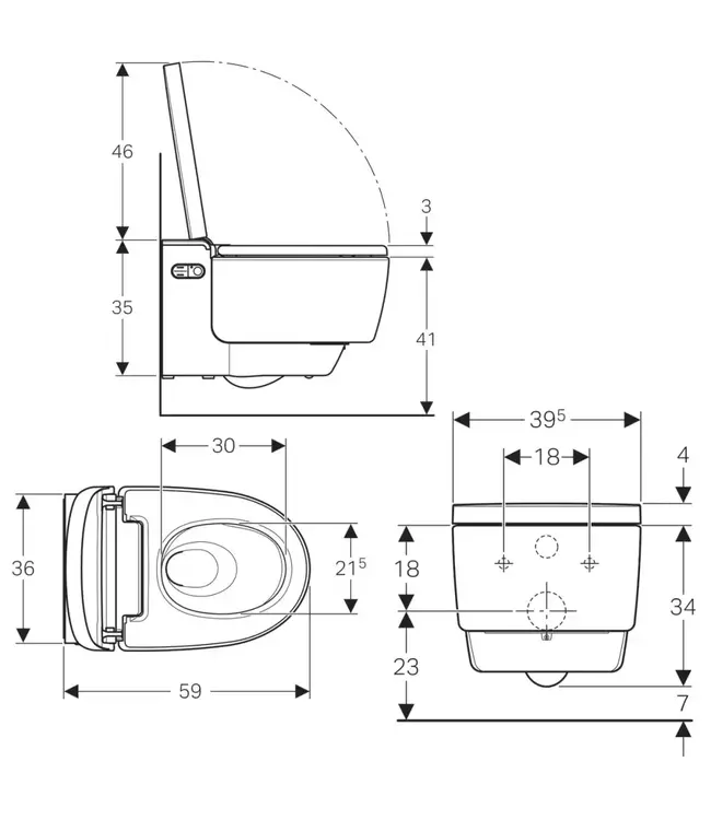 Douchewc Geberit AquaClean Mera Comfort glans/chroom afdekplaatje – glans wit