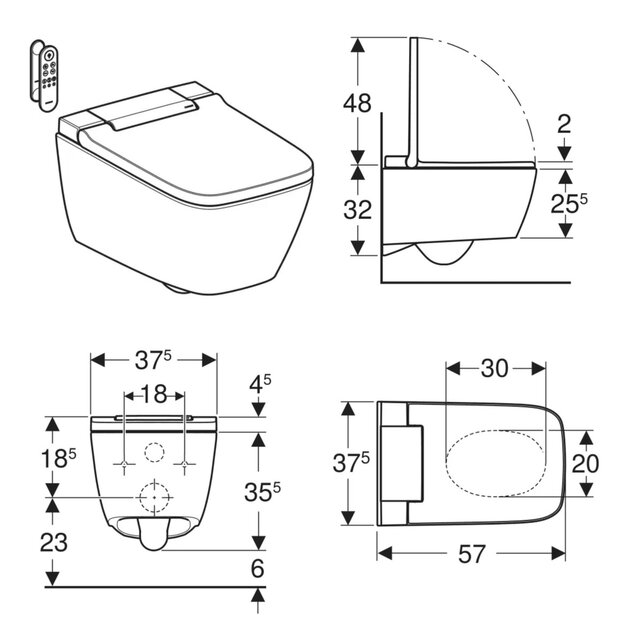 Douchewc Geberit AquaClean Sela Square Alphine Wit