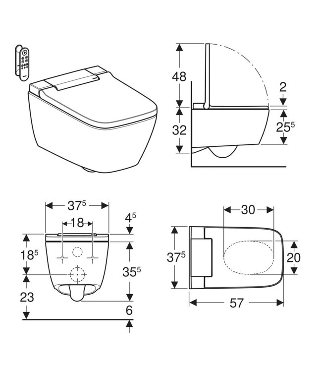 Douchewc Geberit AquaClean Sela Square Alphine Wit