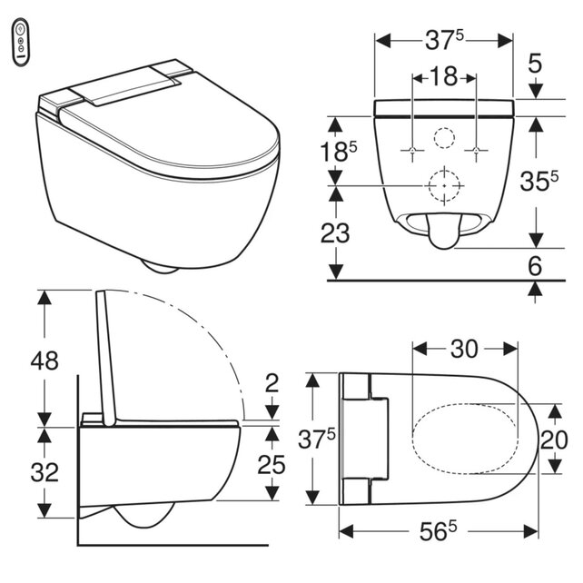 Douchewc Geberit AquaClean Alba Alphine Wit afdekplaat