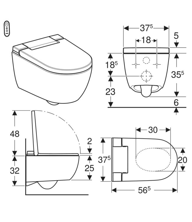 Douchewc Geberit AquaClean Alba Alphine Wit afdekplaat