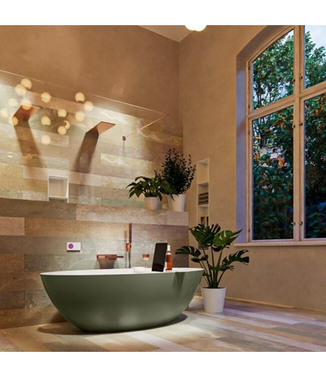 MONDIAZ Vrijstaand bad Float Army / Talc 170x80cm Solid Surface