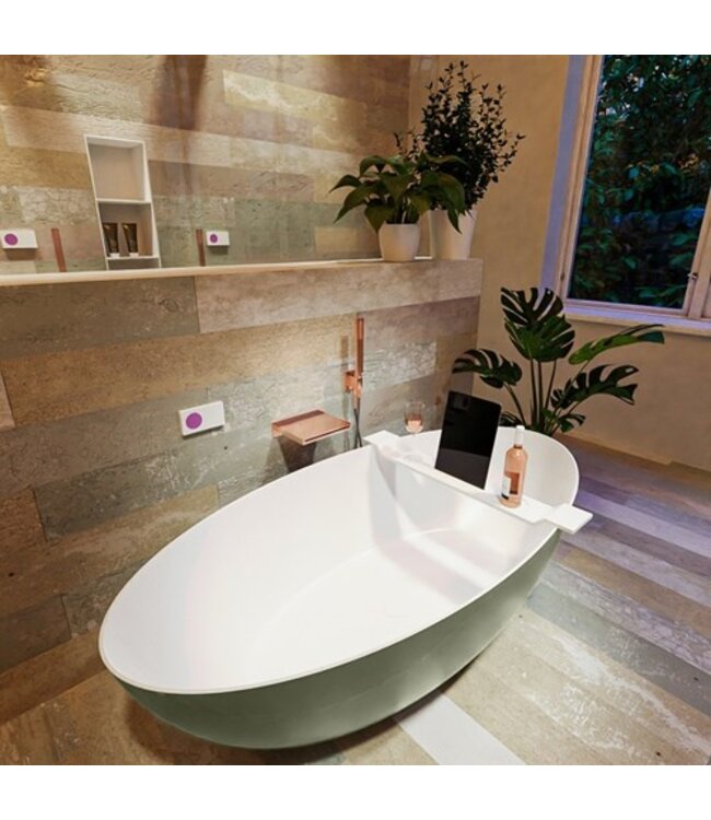 MONDIAZ Vrijstaand bad Float Army / Talc 170x80cm Solid Surface