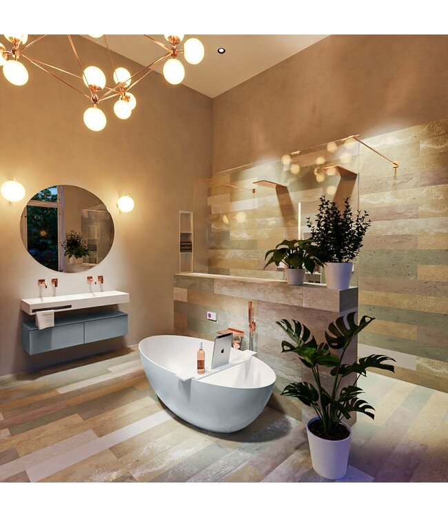 MONDIAZ Vrijstaand bad Float Clay  / Talc 170x80cm Solid Surface