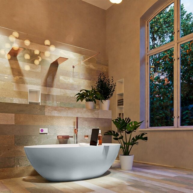 Vrijstaand bad Float Clay  / Talc 170x80cm Solid Surface Vrijstaand bad Float Clay  / Talc 170x80cm Solid Surface