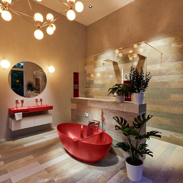 Vrijstaand bad Float Fire  / Fire 170x80cm Solid Surface Vrijstaand bad Float Fire  / Fire 170x80cm Solid Surface