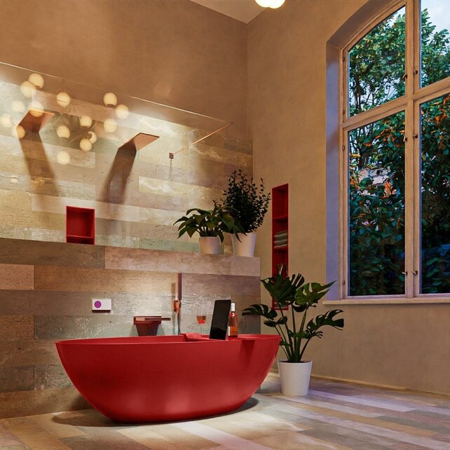 Vrijstaand bad Float Fire  / Fire 170x80cm Solid Surface Vrijstaand bad Float Fire  / Fire 170x80cm Solid Surface