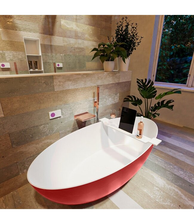 MONDIAZ Vrijstaand bad Float Fire  / Talc 170x80cm Solid Surface