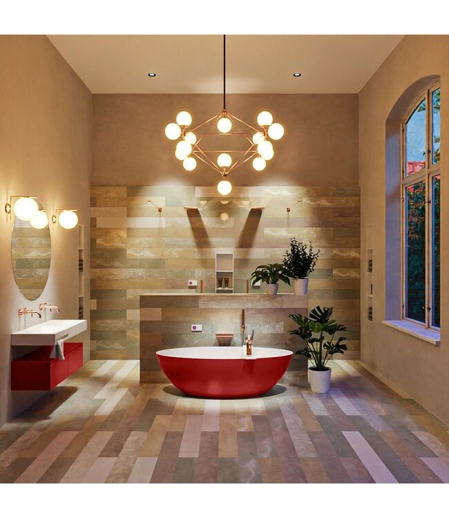 MONDIAZ Vrijstaand bad Float Fire  / Talc 170x80cm Solid Surface