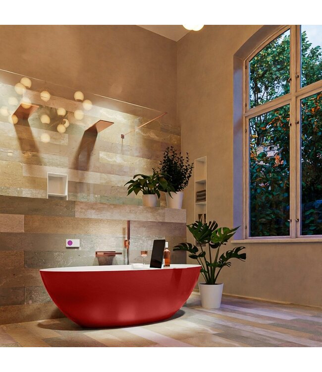 MONDIAZ Vrijstaand bad Float Fire  / Talc 170x80cm Solid Surface