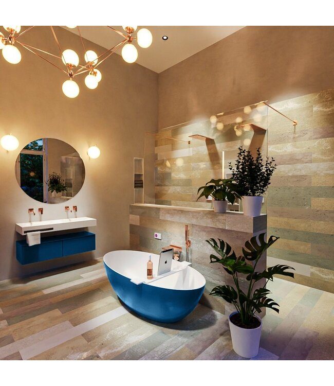 MONDIAZ Vrijstaand bad Float Jeans  / Talc 170x80cm Solid Surface