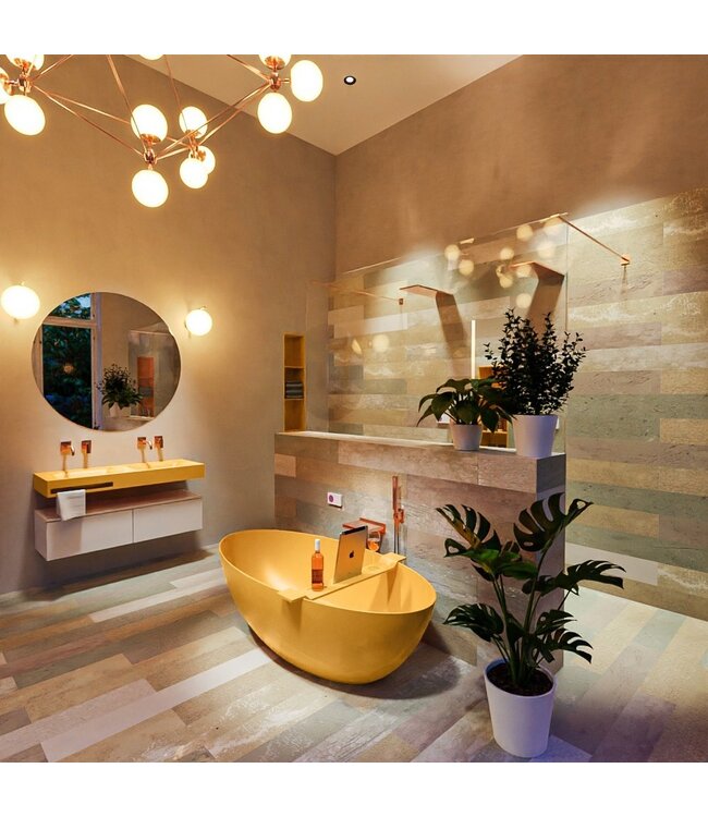 MONDIAZ Vrijstaand bad Float Ocher  / Ocher 170x80cm Solid Surface