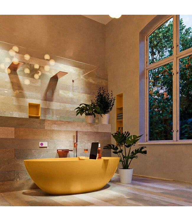 MONDIAZ Vrijstaand bad Float Ocher  / Ocher 170x80cm Solid Surface