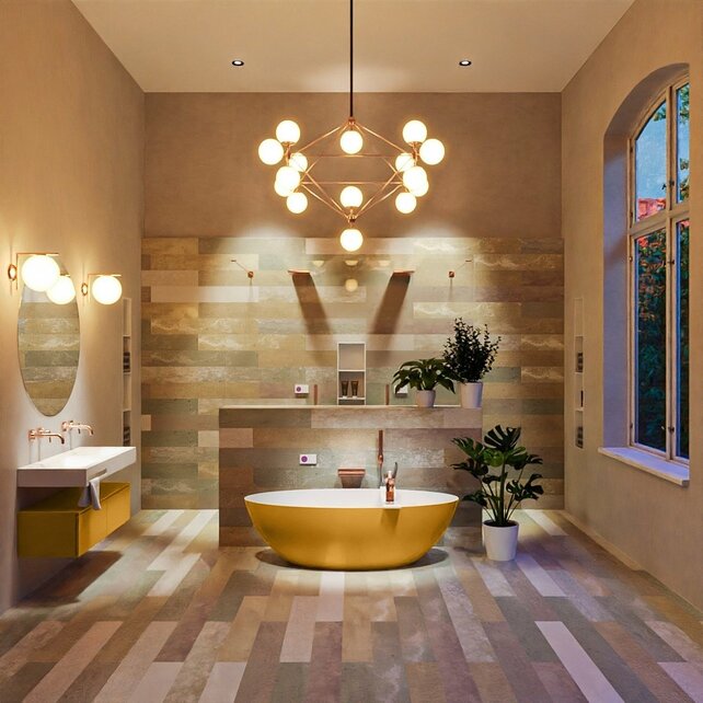 Vrijstaand bad Float Ocher  / Talc 170x80cm Solid Surface Vrijstaand bad Float Ocher  / Talc 170x80cm Solid Surface