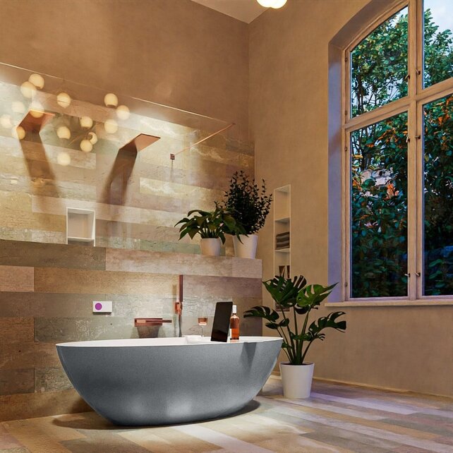 Vrijstaand bad Float Plata  / Talc 170x80cm Solid Surface Vrijstaand bad Float Plata  / Talc 170x80cm Solid Surface