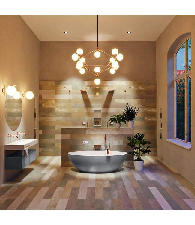 MONDIAZ Vrijstaand bad Float Plata  / Talc 170x80cm Solid Surface