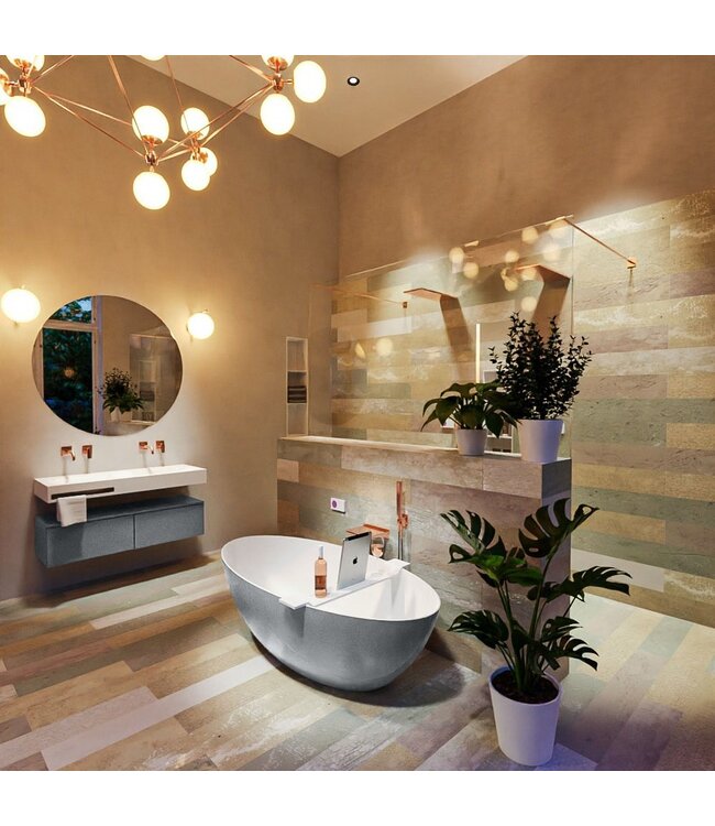 MONDIAZ Vrijstaand bad Float Plata  / Talc 170x80cm Solid Surface