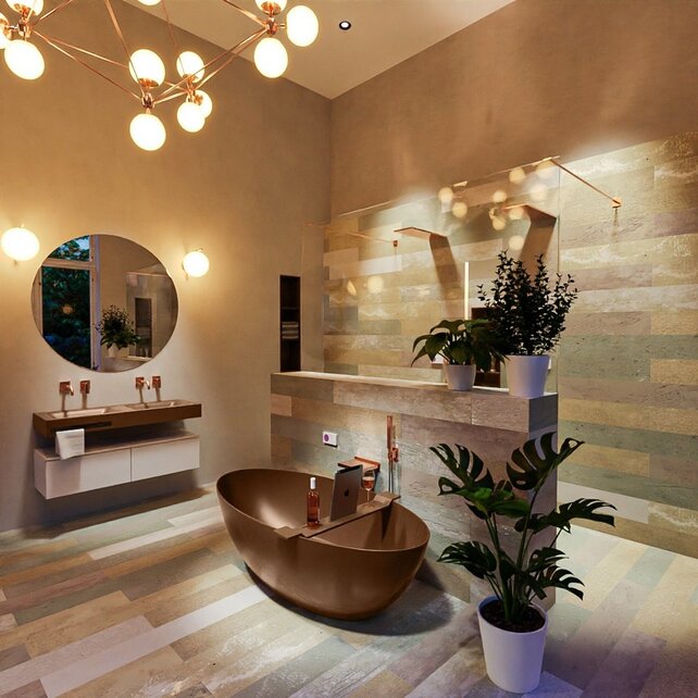 Vrijstaand bad Float Roest / Roest 170x80cm Solid Surface Vrijstaand bad Float Roest / Roest 170x80cm Solid Surface