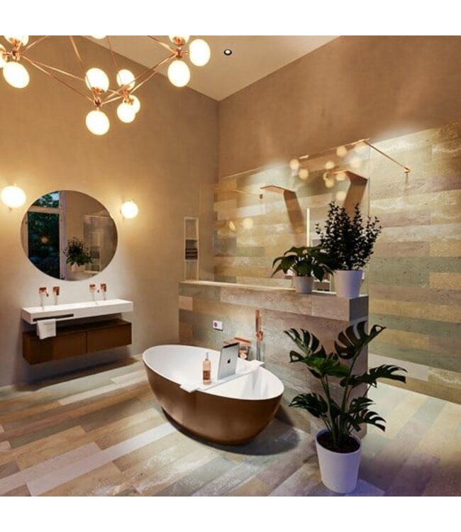 MONDIAZ Vrijstaand bad Float Roest / Talc 170x80cm Solid Surface