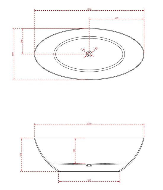 Vrijstaand bad Float Smag  / Smag 170x80cm Solid Surface Vrijstaand bad Float Smag  / Smag 170x80cm Solid Surface