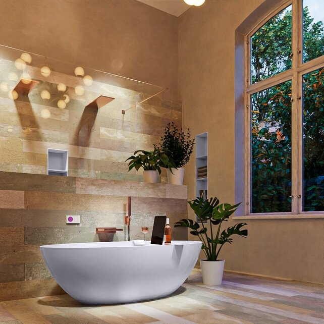 Vrijstaand bad Float Cale / Talc 170x80cm Solid Surface Vrijstaand bad Float Cale / Talc 170x80cm Solid Surface