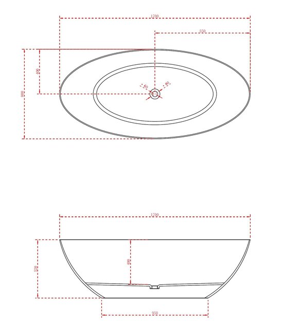 Vrijstaand bad Float Dark Grey / Talc 170x80cm Solid Surface Vrijstaand bad Float Dark Grey / Talc 170x80cm Solid Surface