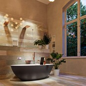 Vrijstaand bad Float Dark Grey / Talc 170x80cm Solid Surface Vrijstaand bad Float Dark Grey / Talc 170x80cm Solid Surface