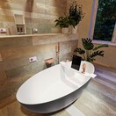 Vrijstaand bad Float Dark Grey / Talc 170x80cm Solid Surface