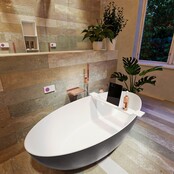 Vrijstaand bad Float Dark Grey / Talc 170x80cm Solid Surface Vrijstaand bad Float Dark Grey / Talc 170x80cm Solid Surface