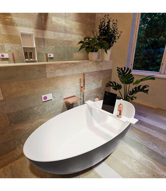 MONDIAZ Vrijstaand bad Float Dark Grey / Talc 170x80cm Solid Surface