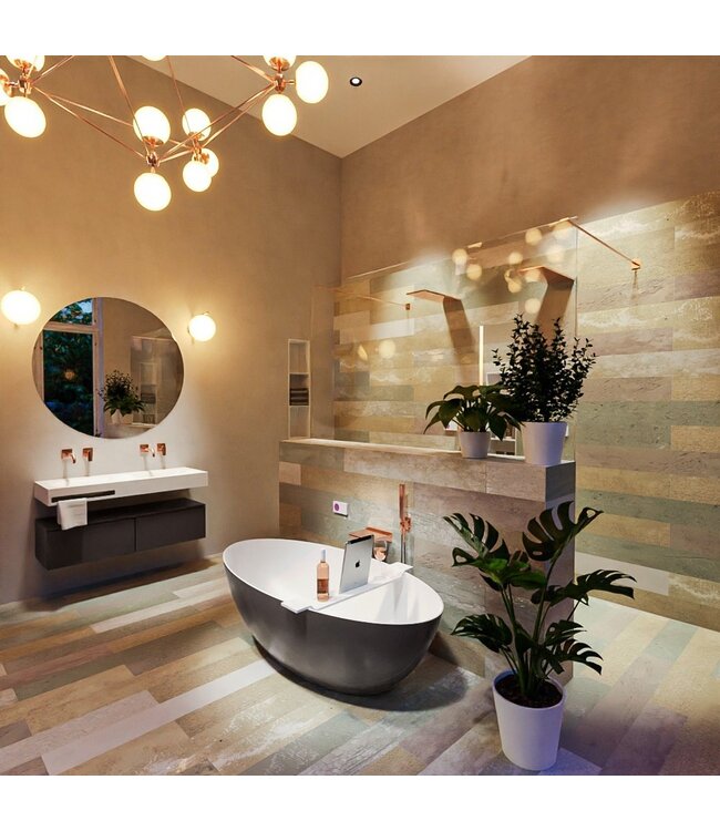 MONDIAZ Vrijstaand bad Float Dark Grey / Talc 170x80cm Solid Surface