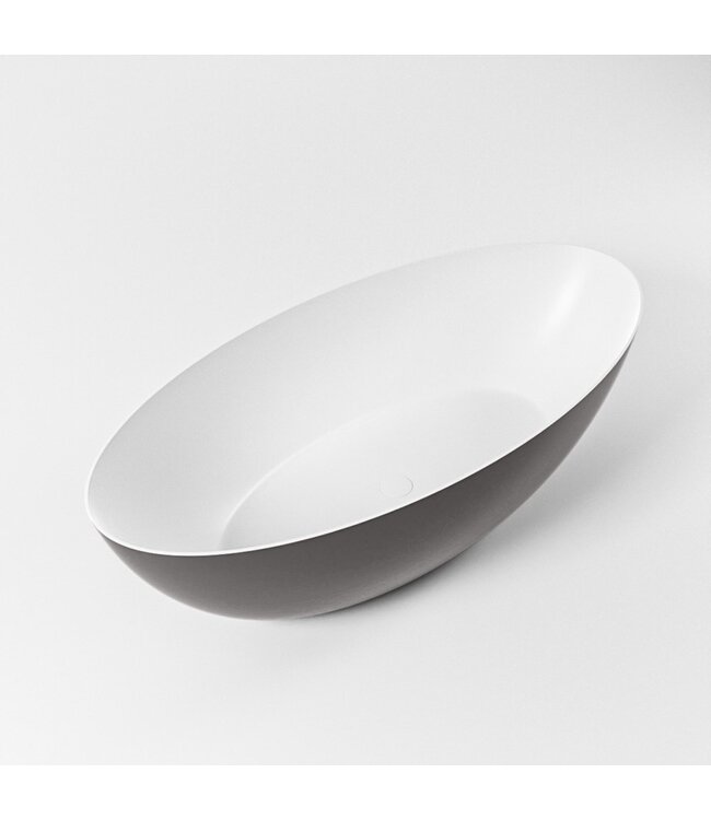 MONDIAZ Vrijstaand bad Float Dark Grey / Talc 170x80cm Solid Surface