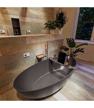 MONDIAZ Vrijstaand bad Float Dark Grey / Dark Grey 170x80cm Solid Surface