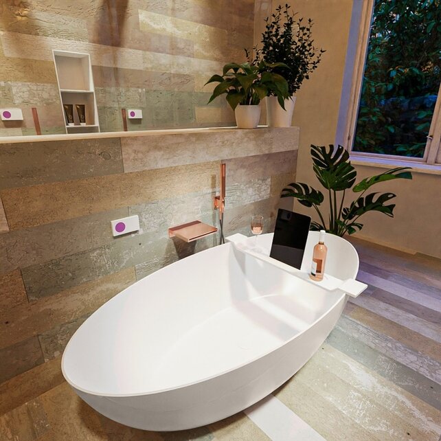 Vrijstaand bad Float Linen / Talc 170x80cm Solid Surface Vrijstaand bad Float Linen / Talc 170x80cm Solid Surface