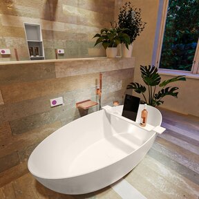 Vrijstaand bad Float Linen / Linen 170x80cm Solid Surface