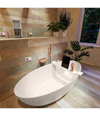 MONDIAZ Vrijstaand bad Float Linen / Linen 170x80cm Solid Surface